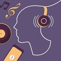 Listen to music with headphones Ã¢â¬â abstract illustration